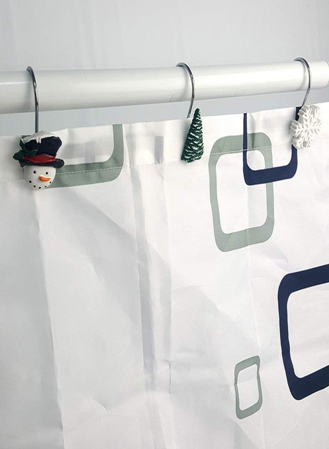 TOPBATHY Christmas Shower Curtain Hooks 12Pcs Resin Snowman Shower Curtain Rings Winter Bathroom Christmas Party Decoration - Image 2