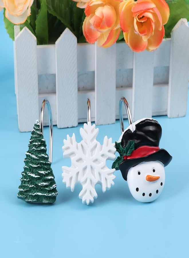 TOPBATHY Christmas Shower Curtain Hooks 12Pcs Resin Snowman Shower Curtain Rings Winter Bathroom Christmas Party Decoration - Image 3