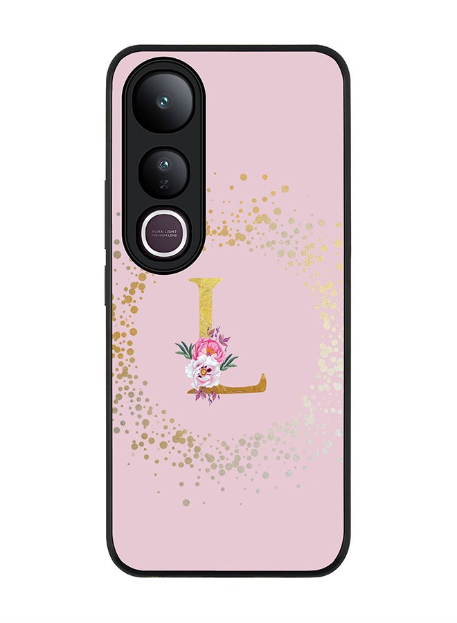 Stylizedd For vivo V50 Lite Case,Slim fit Camera Protection, Shockproof Thin Phone cover  - Custom Monogram Floral - L  (Pink )