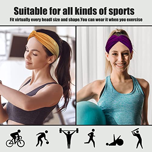 Yeshan 12 Pack Wide Twist Headbands for Women No slip Turban Headband Stretchy Criss Cross Head bands Yoga Workout Sport Hair bands Solid colors Bandana Headbands - Image 3