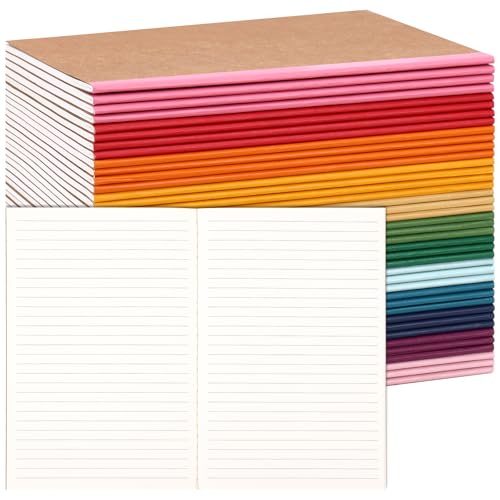 LABUK 40pcs Journals Bulk, A5 Kraft Lined Journaling Notebooks Bulk, Rainbow Composition Notebook, 12 Colors 60 Pages for Writing, School, Kids Gift - Image 1