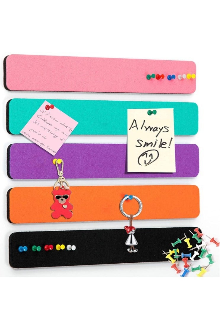 5pack Bulletin Flat Noodles, Felt Nails with 50 Thumbtacks Flat Noodles, Self-Adhesive Felt Bulletin Board, For Office, School, Home Wall Decoration, For Pasting Notes, Photos, Schedules, Organization Memos, Photos, Display - Image 1