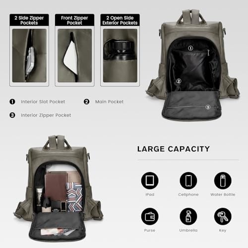 molshine Backpack,Fashion Casual Travel PU Leather Daypack Bag Shoulder Rucksack Handbags for Women HB041 (Green) - Image 4