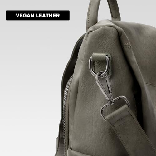 molshine Backpack,Fashion Casual Travel PU Leather Daypack Bag Shoulder Rucksack Handbags for Women HB041 (Green) - Image 5