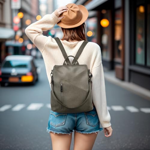 molshine Backpack,Fashion Casual Travel PU Leather Daypack Bag Shoulder Rucksack Handbags for Women HB041 (Green) - Image 2