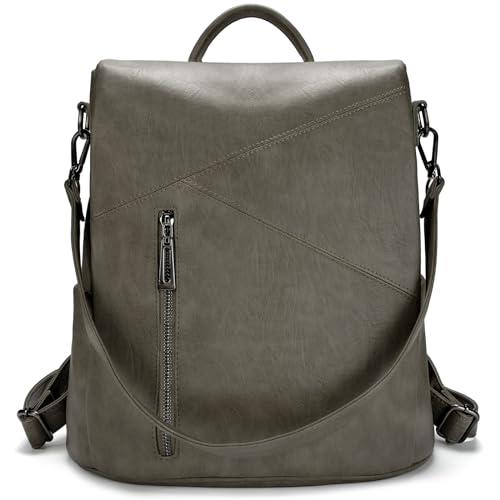 molshine Backpack,Fashion Casual Travel PU Leather Daypack Bag Shoulder Rucksack Handbags for Women HB041 (Green) - Image 1