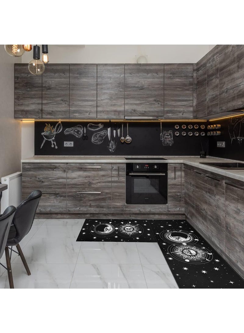 general Goth Kitchen Mat Set of 2, Moon Phase Kitchen Rugs for Floor Halloween Kitchens Mat Gothic Kitchens Decor for Floor, Home, Sink, Bathroom（17‘’*23.5‘’ + 17‘’*47‘’）） - Image 3