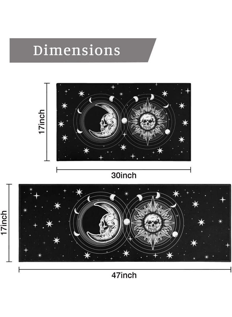 general Goth Kitchen Mat Set of 2, Moon Phase Kitchen Rugs for Floor Halloween Kitchens Mat Gothic Kitchens Decor for Floor, Home, Sink, Bathroom（17‘’*23.5‘’ + 17‘’*47‘’）） - Image 4