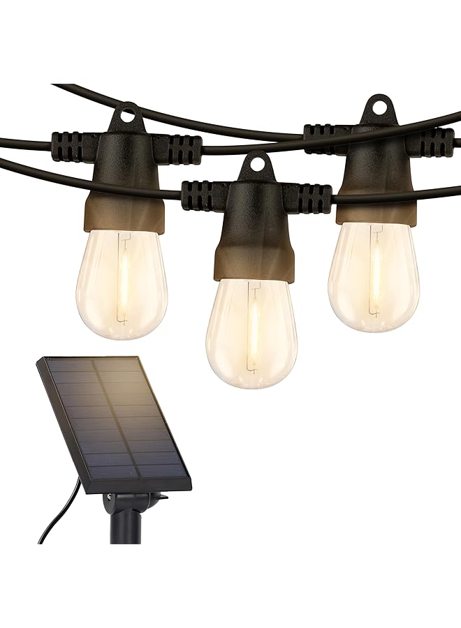 erorex Ambience Pro Solar Powered Outdoor String Lights Commercial Grade Patio Lights With 27 Ft Edison Bulbs Shatterproof Led Solar String Lights 1W Led Warm White Light - Image 1