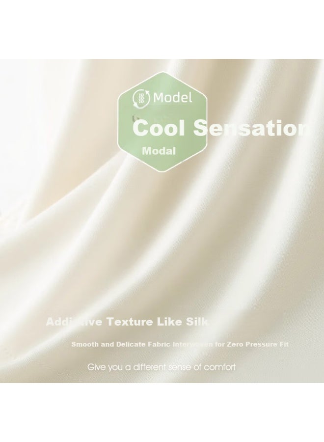 LANG SHA Langsha Women's Summer Modal Cool Feeling Pajamas Set With Chest Pad Antibacterial And Mite-proof Simple Round Neck Home Wear - Image 2