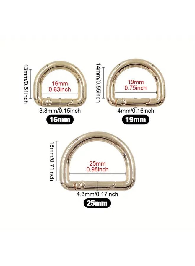 6Pcs Golden 25mm D Ring Spring Snap Hooks Bottom Opening Alloy Metal For DIY Crafts - Image 2