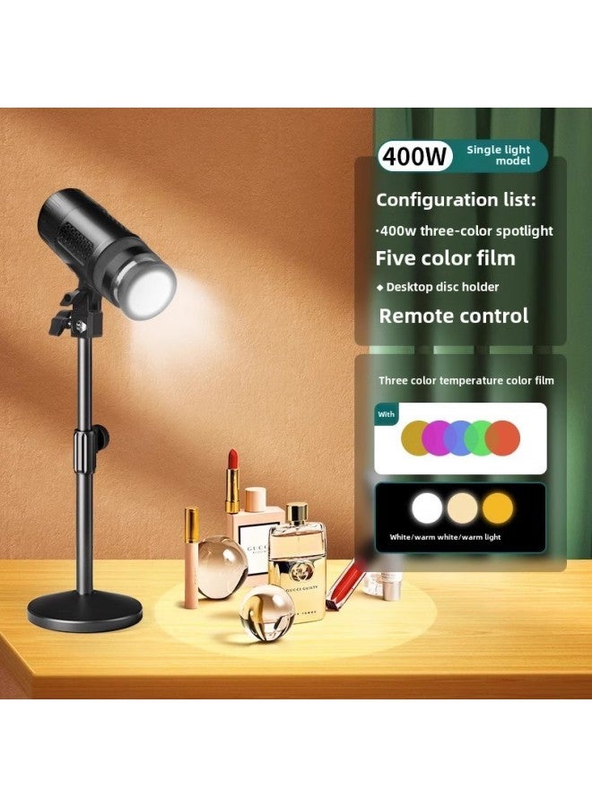 Jewelry Special Fill Light Live Studio Desktop Spotlight Photo Accessories Still Life Wenwan Jade Lighting Indoor Shooting-Light Source Color: 30W Three Color Spotlight Desktop Bracket (5 Color)  - Image 1