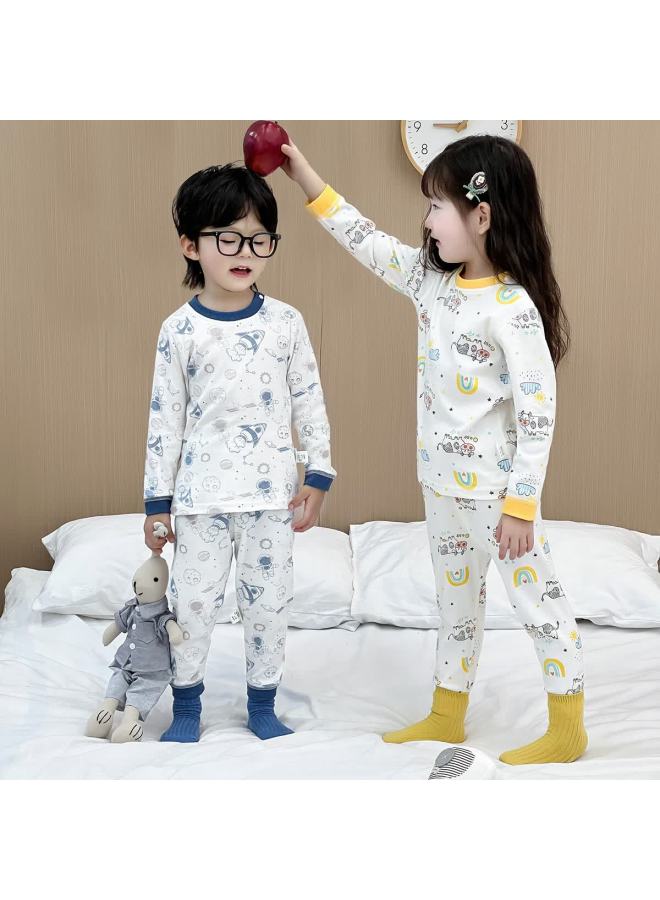Mumu House A-class 100% Cotton Baby Toddler Autumn Pajama Set Uni Sleepwear Homewear Two-piece Long Sleeve Top And Pants - Image 3