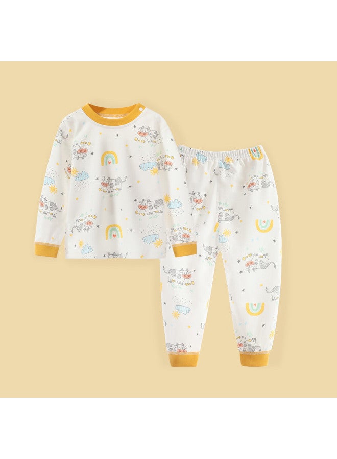 Mumu House A-class 100% Cotton Baby Toddler Autumn Pajama Set Uni Sleepwear Homewear Two-piece Long Sleeve Top And Pants - Image 2