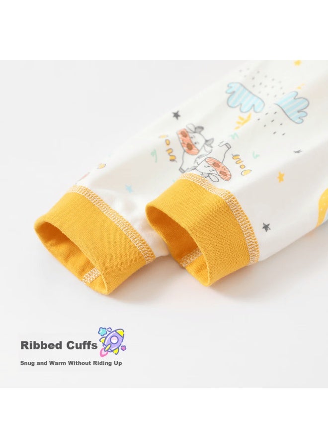 Mumu House A-class 100% Cotton Baby Toddler Autumn Pajama Set Uni Sleepwear Homewear Two-piece Long Sleeve Top And Pants - Image 4
