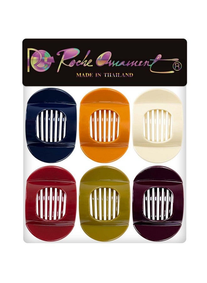 RC ROCHE ORNAMENT 6 Pcs Womens Square Strong Grip Secure Hold Inner Teeth Styling Plastic Comfortable Curve No Slip Beauty Accessory Girls Ladies Claw Clamp Clip, Large Classic Multicolor - Image 5
