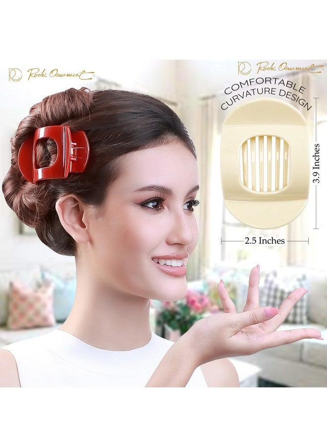 RC ROCHE ORNAMENT 6 Pcs Womens Square Strong Grip Secure Hold Inner Teeth Styling Plastic Comfortable Curve No Slip Beauty Accessory Girls Ladies Claw Clamp Clip, Large Classic Multicolor - Image 3