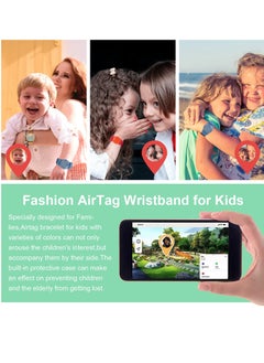 KASTWAVE 2 Piece AirTag Kids Wristband with Adjustable Nylon Strap GPS Tracker Holder Protector Breathable Anti-Loss Bracelet for Toddler Child Elderly (Blue, Red)  - Image 4