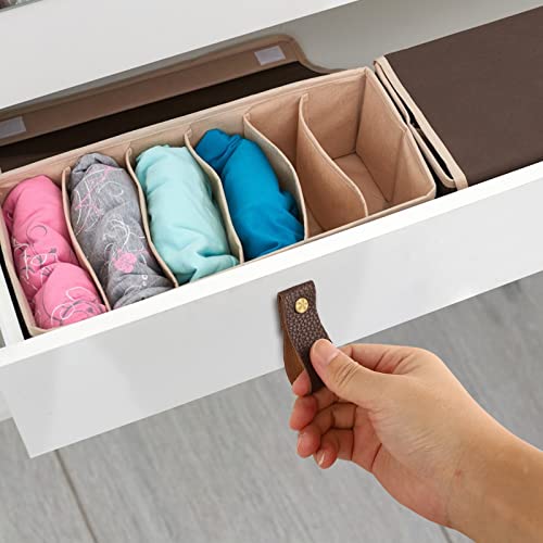 ANJUU Leather Drawer Pulls, 12 Pcs Leather Pulls Handles, Handmade Leather Knobs Cabinet Hardware Drawer Pulls for Dresser Cabinet Drawer Doors and Closet (Cocoa) - Image 5