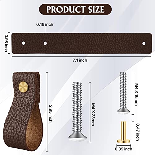 ANJUU Leather Drawer Pulls, 12 Pcs Leather Pulls Handles, Handmade Leather Knobs Cabinet Hardware Drawer Pulls for Dresser Cabinet Drawer Doors and Closet (Cocoa) - Image 4