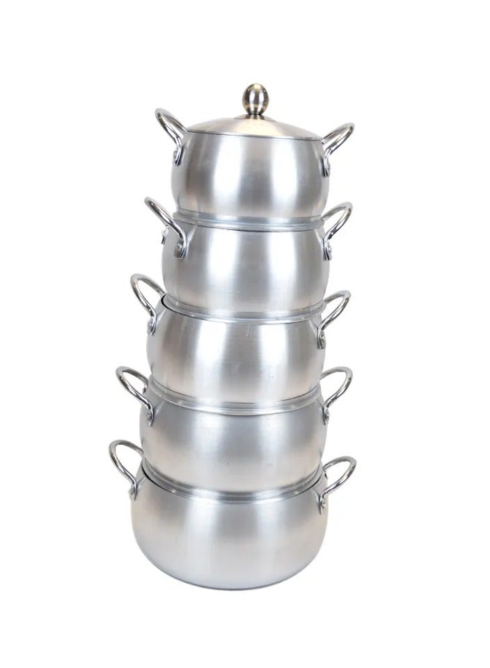 DubaiGallery 5-Piece Cookware Set Silver - Image 2