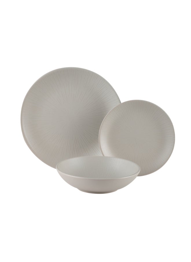 Bien Servi 18-Piece Contemporary Design Stoneware Dinner Set Light Grey 28.2 x 23.5 x 27.4 cm ST7560-CM  - Image 2