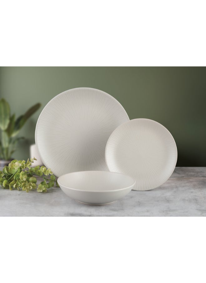Bien Servi 18-Piece Contemporary Design Stoneware Dinner Set Light Grey 28.2 x 23.5 x 27.4 cm ST7560-CM  - Image 1