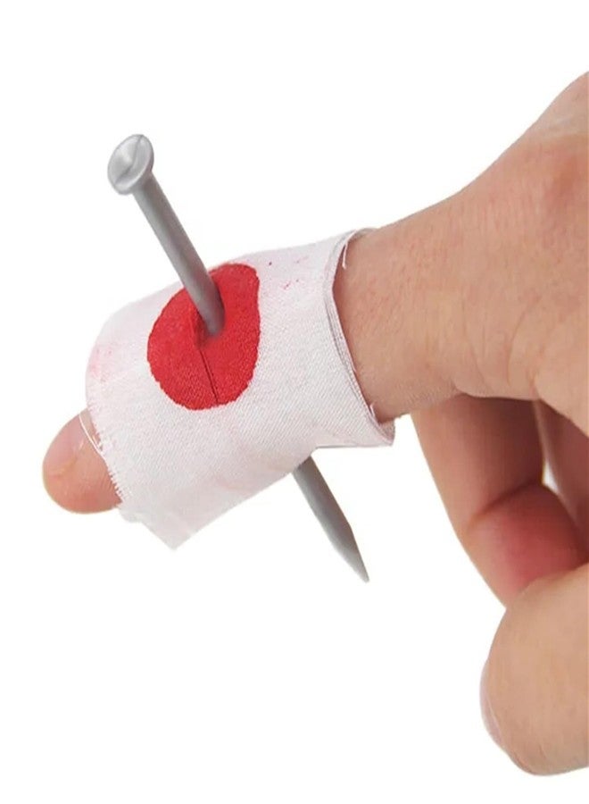 Dzrige 10 Pcs Halloween Nail Through Finger Prank Bloody Nail Through Finger Fake Nail Through Finger Funny Finger Nail Toy for April Fool's Day Halloween Party Favor - Image 4