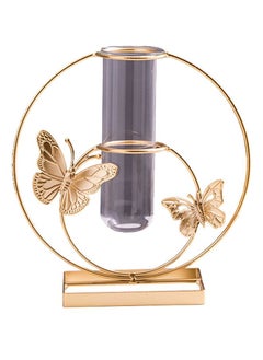 ZCM-HAPPY Creative Home Butterfly Vase with Round Metal Bracket Home Living Room Desktop Flower Arranger Ornament  - Image 1
