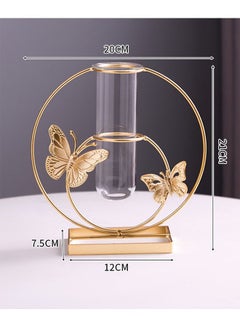 ZCM-HAPPY Creative Home Butterfly Vase with Round Metal Bracket Home Living Room Desktop Flower Arranger Ornament  - Image 2