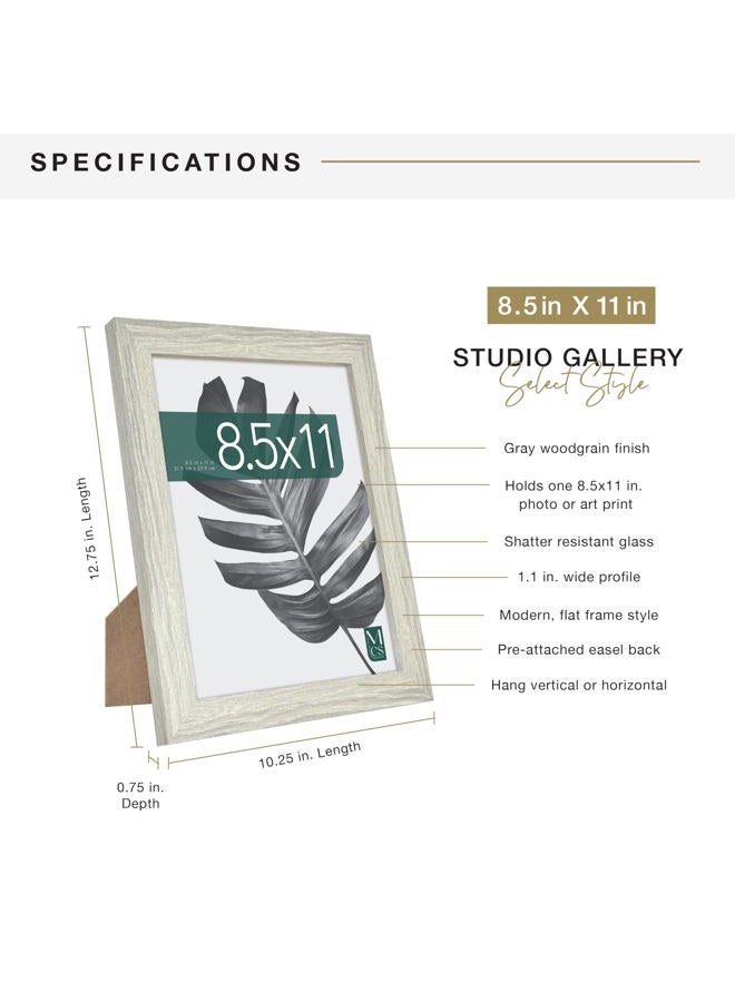 MCS Studio Document Frame, Gallery Wall Frame Fits 8.5 x 11 Diplomas, Documents & Certificates, Gray Woodgrain, Single - Image 4
