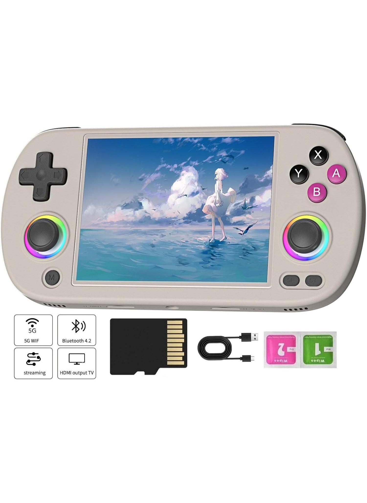 ANBERNIC  RG40XX H Retro Handheld Game Console, 4.0 Inch IPS Screen Linux System Built-in 64G TF Card 5488 Games Support HDMI TV Output 5G WIFI Bluetooth 4.2 