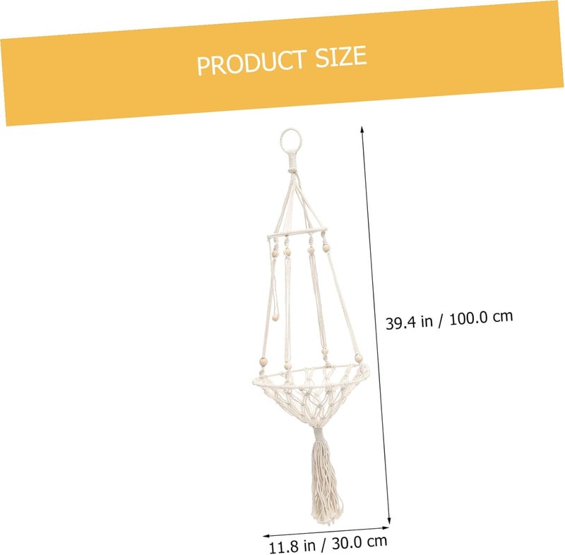 Bohemian Macrame Cat Hammock Hanging Indoor Cat Swing 30cm Woven Pet Resting to 10lbs - Image 2
