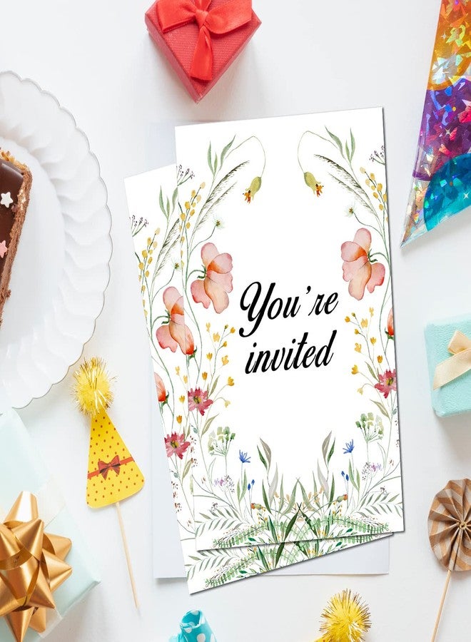 Soiceu Cute Wildflower 1st Birthday Party Invitations with Envelopes Set of 20 Boho Wildflower 1 Year Old First Birthday Party Invites for Girls - Image 5