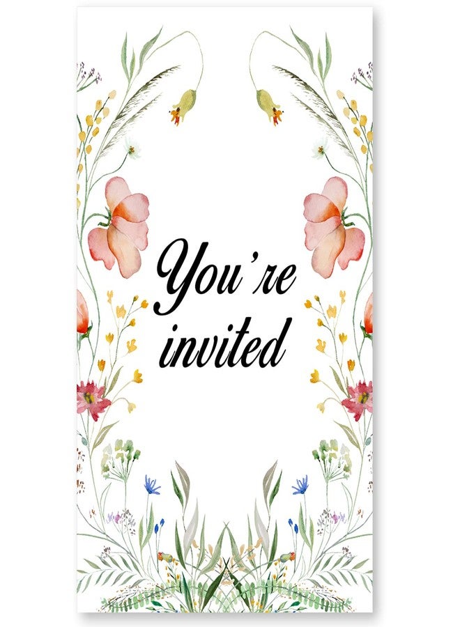 Soiceu Cute Wildflower 1st Birthday Party Invitations with Envelopes Set of 20 Boho Wildflower 1 Year Old First Birthday Party Invites for Girls - Image 2