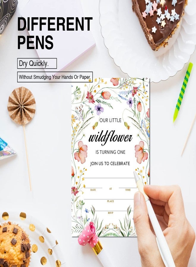 Soiceu Cute Wildflower 1st Birthday Party Invitations with Envelopes Set of 20 Boho Wildflower 1 Year Old First Birthday Party Invites for Girls - Image 4