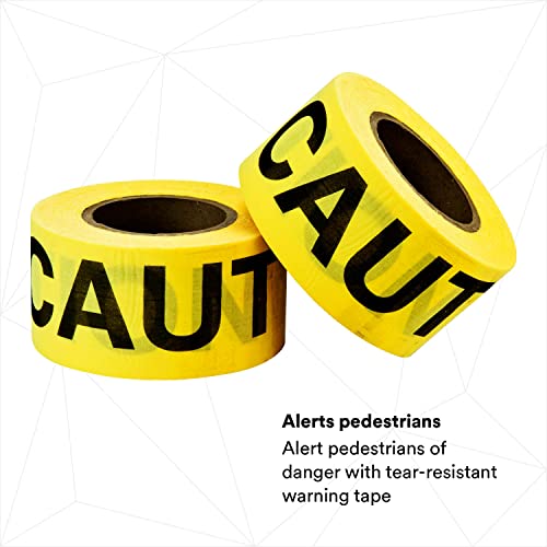 3M Scotch Barricade Tape 301, with "CAUTION" text, 3 in x 300 ft, Yellow, Pack of 1 Roll - Image 4