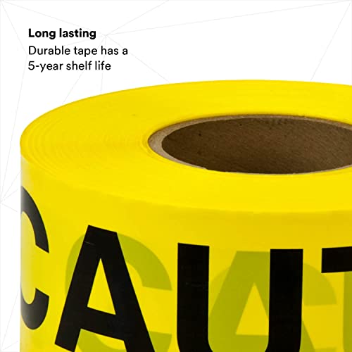 3M Scotch Barricade Tape 301, with "CAUTION" text, 3 in x 300 ft, Yellow, Pack of 1 Roll - Image 2