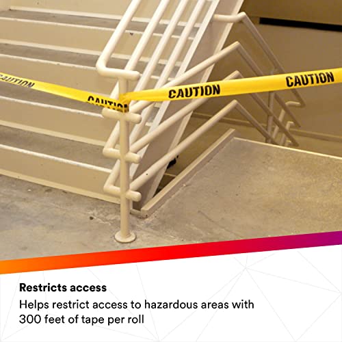 3M Scotch Barricade Tape 301, with "CAUTION" text, 3 in x 300 ft, Yellow, Pack of 1 Roll - Image 5