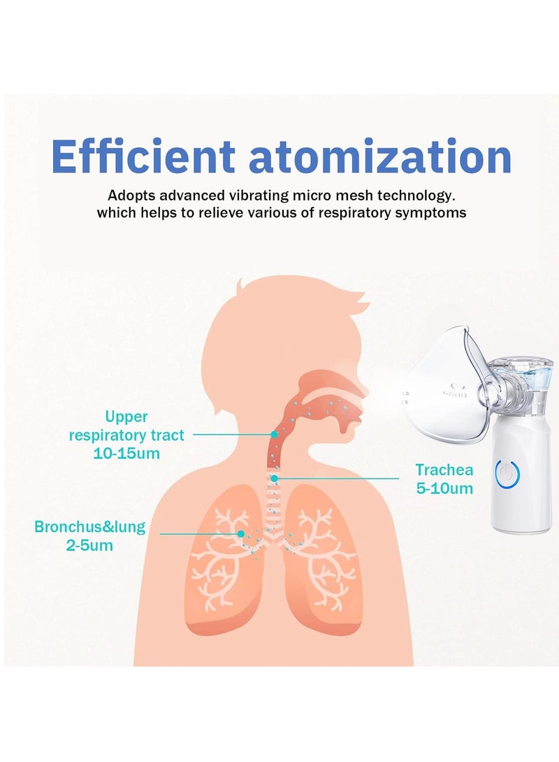 البخاخات المحمولة للبالغين والأطفال، آلة البخاخات الشبكية المحمولة للبالغين والأطفال مع قناعين وقطعة فم، البخاخات ببطاريات AA للاستخدام المنزلي أثناء السفر، مستشعر هايلي - Image 2