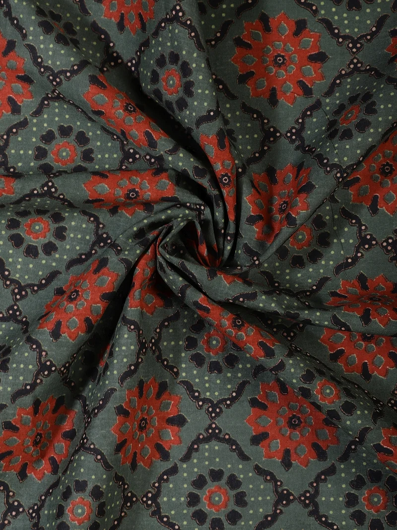 أيه كيه إس Teal Mandala Block Print Fabric