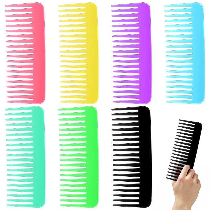 Vesici 100 Pcs Wide Tooth Comb Bulk 61 Inch Large No Handle Tooth Comb for Wet Hair for Travel Hotel Homeless Shelter Nursing Home Charity Church 7 Colors