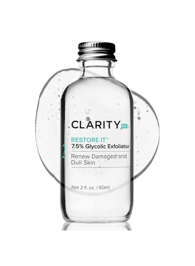 ClarityRx Restore It 7.5% Glycolic Acid Face Serum Plant Based Exfoliating Treatment Paraben Free Natural Skin Care (2 Fl Oz) - Image 1