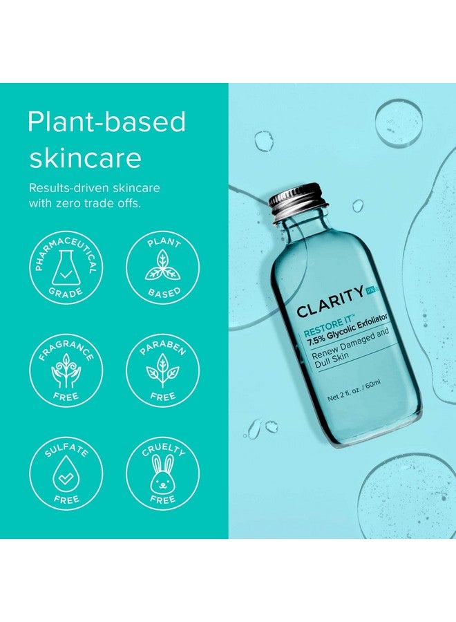 ClarityRx Restore It 7.5% Glycolic Acid Face Serum Plant Based Exfoliating Treatment Paraben Free Natural Skin Care (2 Fl Oz) - Image 5