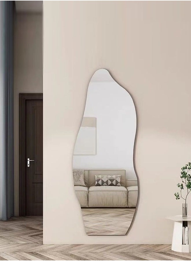 Modern Scandinavian Design Full Length Mirror Standing Hanging or Leaning Against Wall Large Bedroom Mirror Floor Mirror Dressing Mirror Wall-Mounted Mirror Wood Frame Round Corner 48 x 158 Centimeter