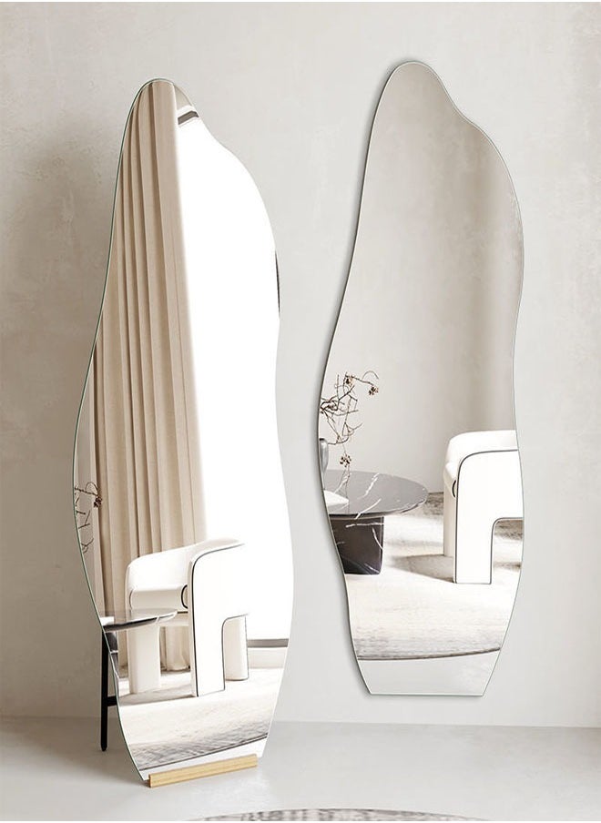 Modern Scandinavian Design Full Length Mirror Standing Hanging or Leaning Against Wall Large Bedroom Mirror Floor Mirror Dressing Mirror Wall-Mounted Mirror Wood Frame Round Corner 48 x 158 Centimeter