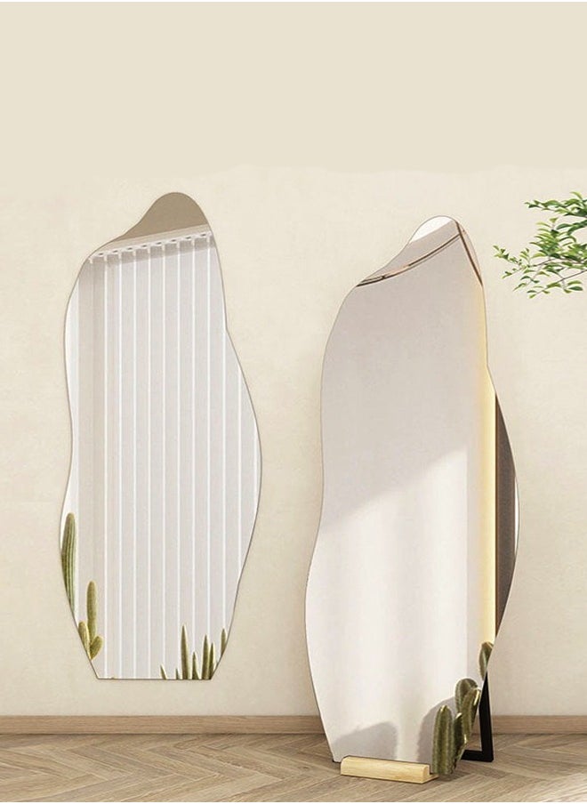 Modern Scandinavian Design Full Length Mirror Standing Hanging or Leaning Against Wall Large Bedroom Mirror Floor Mirror Dressing Mirror Wall-Mounted Mirror Wood Frame Round Corner 48 x 158 Centimeter