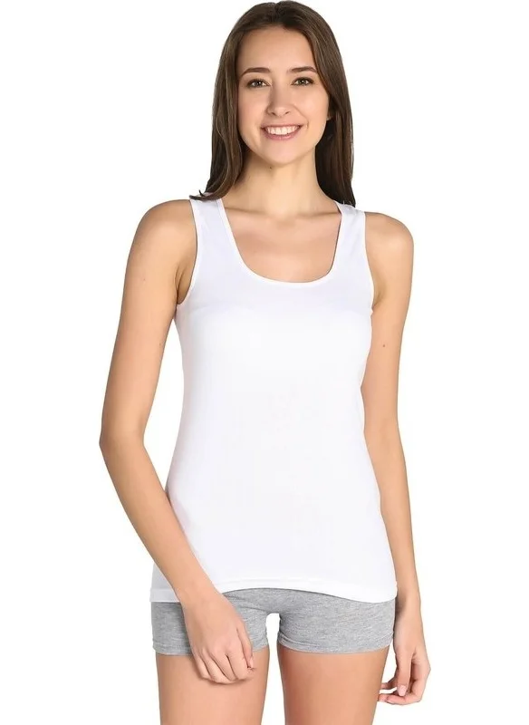 Tutku Women 6 Pack White Cotton Rib Undershirt