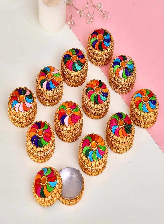 Craftam Aluminum Sindoor Daani, Kumkum Box Bharani Return Gifts for Women for Pooja (Set of 12) - Image 1
