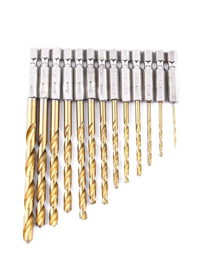 NIBEMINENT 13-Piece Hex Drill Bit Set Silver/Gold  - Image 1